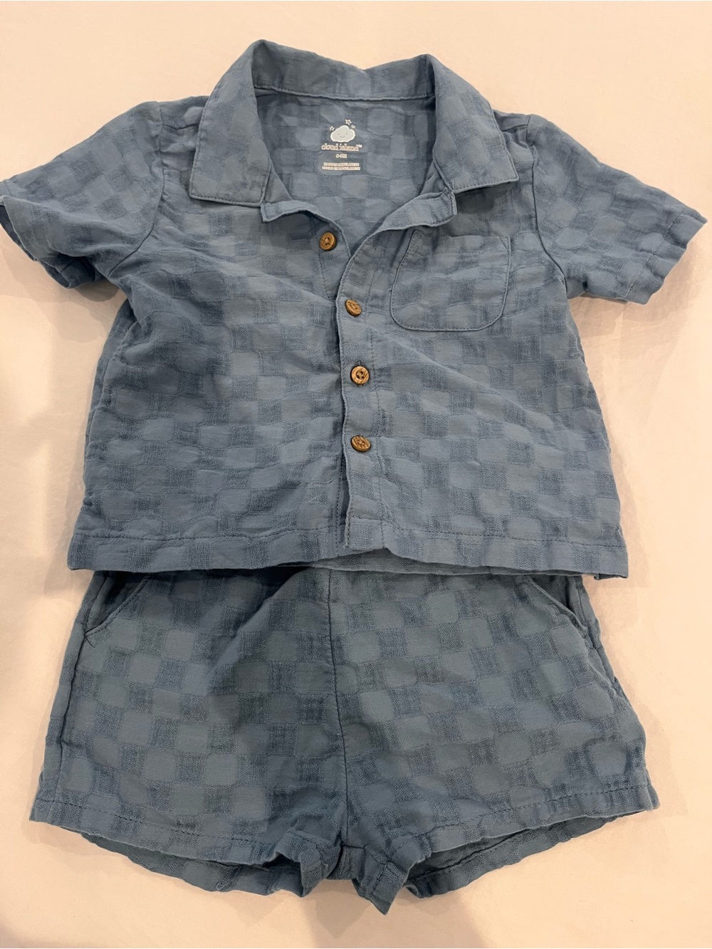 cloud island Blue Checker Short Set